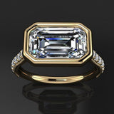 Bague vintage rectangulaire en verre et or