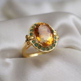 Bague vintage en cristal œil-de-tigre