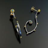 Boucles d'oreilles vintage irrégulières bleues