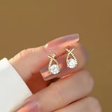 Boucles d'oreilles Golden Cross™ | Élégance en zirconia