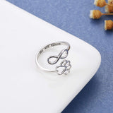Bague artisanale en forme de patte et de cœur – Ajustable, en argent sterling 925