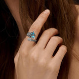 Bague cuillère en argent sterling et turquoise – Bague vintage bohème avec libellule