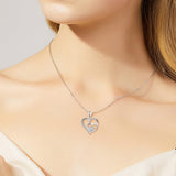 Collier en argent sterling avec pattes et cœur et zircone