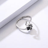 Bague artisanale en forme de patte et de cœur – Ajustable, en argent sterling 925