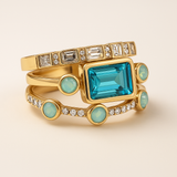 Ensemble de bagues vintage en cristal bleu