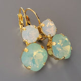 Boucles d'oreilles vintage en turquoise et opale blanche