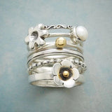 Bague sertie de perles en forme de fleur