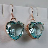 Boucles d'oreilles vintage en cristal bleu en forme de cœur
