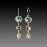 Boucles d'oreilles pendantes vintage en cristal bleu
