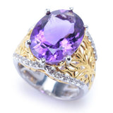 Bague vintage en verre violet, or et argent