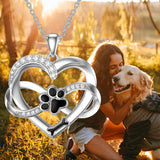 Collier cœur et patte Infinity en argent sterling 925 avec zircone