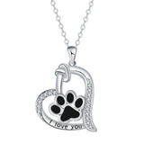 Collier avec empreinte de patte de chien en forme de cœur et zircone