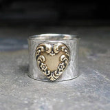 Bague vintage en argent avec cœur doré