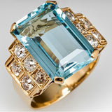 Bague vintage bleue et dorée brillante
