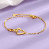 Bracelet rétro cœur en or et argent