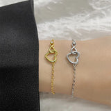 Bracelet rétro cœur en or et argent