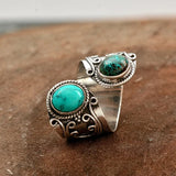 Bague double ajustable avec turquoise