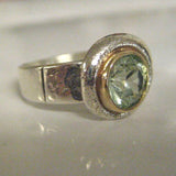 Bague vintage en or vert et argent
