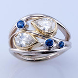 Bague vintage en argent et zircone avec pierres bleues