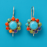 Boucles d'oreilles rondes multicolores turquoise