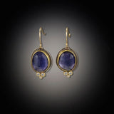 Boucles d'oreilles vintage en pierre bleue arrondie
