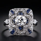 Bague vintage en cristal bleu mandala