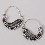 Boucles d'oreilles vintage en argent en forme de feuille