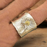 Bague large à marguerite épanouie