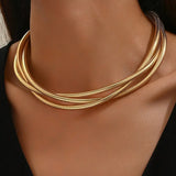Collier vintage épais à plusieurs rangs doré