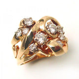 Bague vintage en or avec zircone incrustée irrégulière