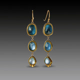Boucles d'oreilles vintage pendantes en saphir clair
