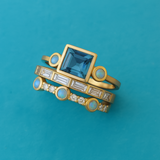 Ensemble de bagues vintage en cristal bleu