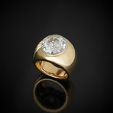 Bague épaisse vintage en or et zircone