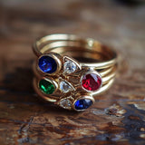 Bague en or colorée à plusieurs rangs