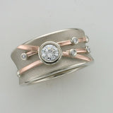Bague vintage en argent avec ligne rose