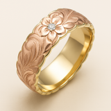 Bague vintage en or avec fleur rose