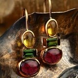 Boucles d'oreilles vintage en verre et or