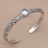 Bracelet vintage ouvert en argent avec zircone