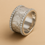 Bague vintage en zircone argentée