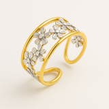 Bague irrégulière en forme de marguerite creuse