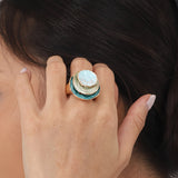 Bague émail boho à trois couches
