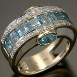 Bague vintage incrustée de cristal bleu et zircone