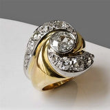 Bague vintage en spirale en or incrustée de zircone