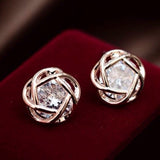 Boucles d'oreilles vintage avec rose en cristal