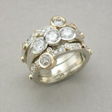 Bague vintage à plusieurs rangées en zircone brillante