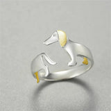 Bague vintage chien saucisse