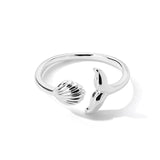 Bague Réglable Queue de Sirène avec Coquille en Or