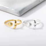 Bague Réglable Queue de Sirène avec Coquille en Or