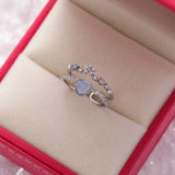 Bague Réglable en Argent avec Pierre Bleue et Zirconium