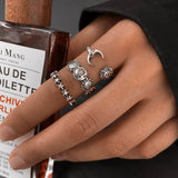 Lot de bagues vintage en argent avec lune et étoiles